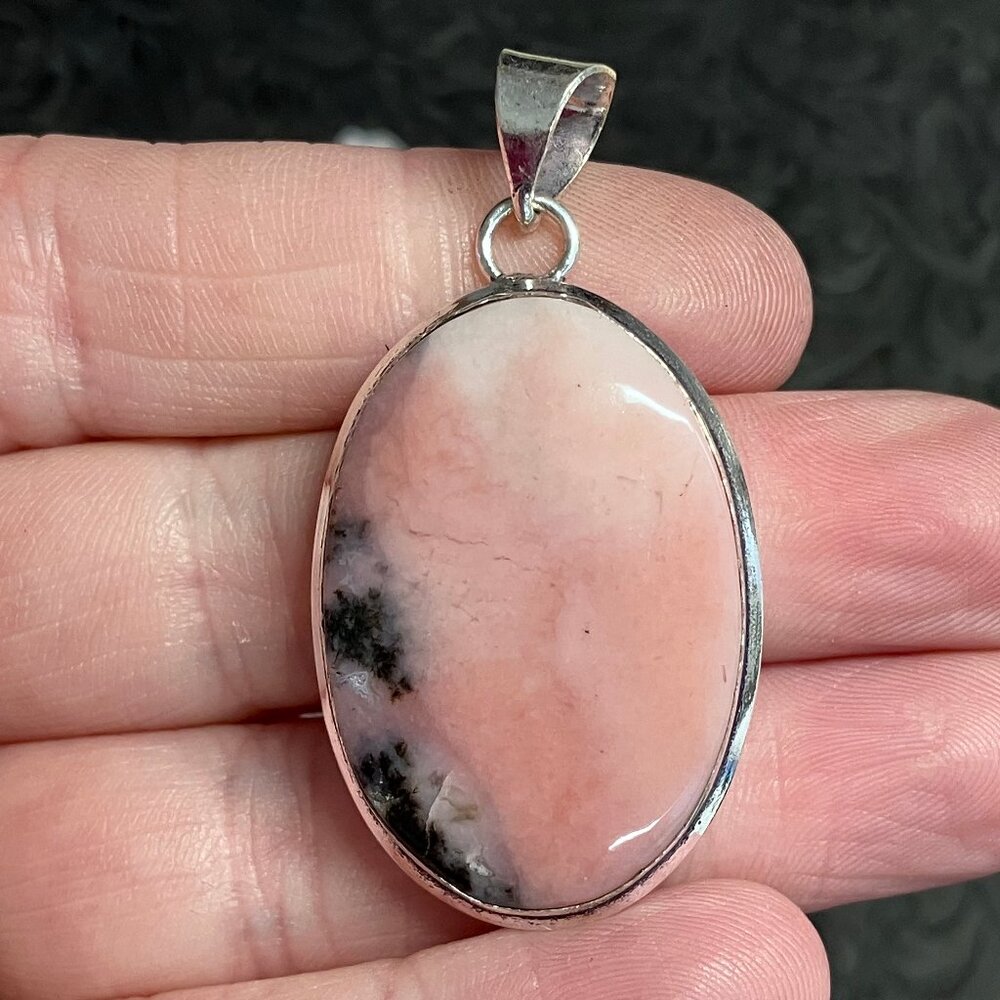 Dendritic Peruvian Pink Opal Pendant Crystal Stone Jewelry